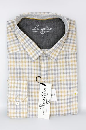 Camisa de Cuadros Mostaza y Gris