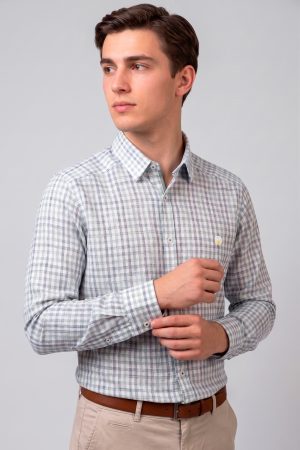 Camisa de Cuadros Gris y Verde