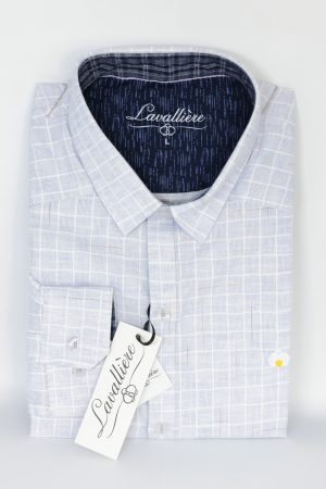 Camisa Cuadros Gris Celeste