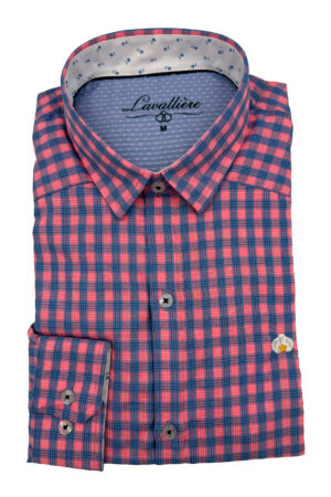 Camisa de Cuadros Coral y Azul