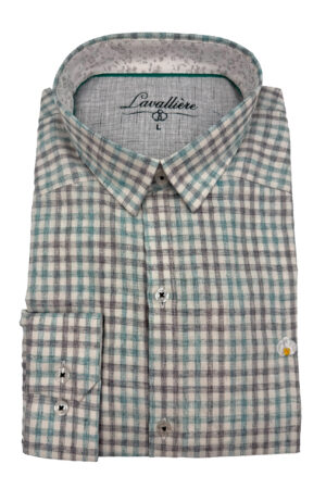 Camisa de Cuadros Gris y Verde