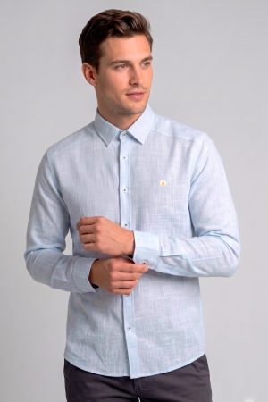 Camisa Jaspeada Azul Claro