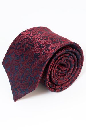Corbata Seda Paisley Borgoña