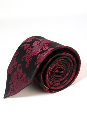 Corbata Seda Paisley Borgoña