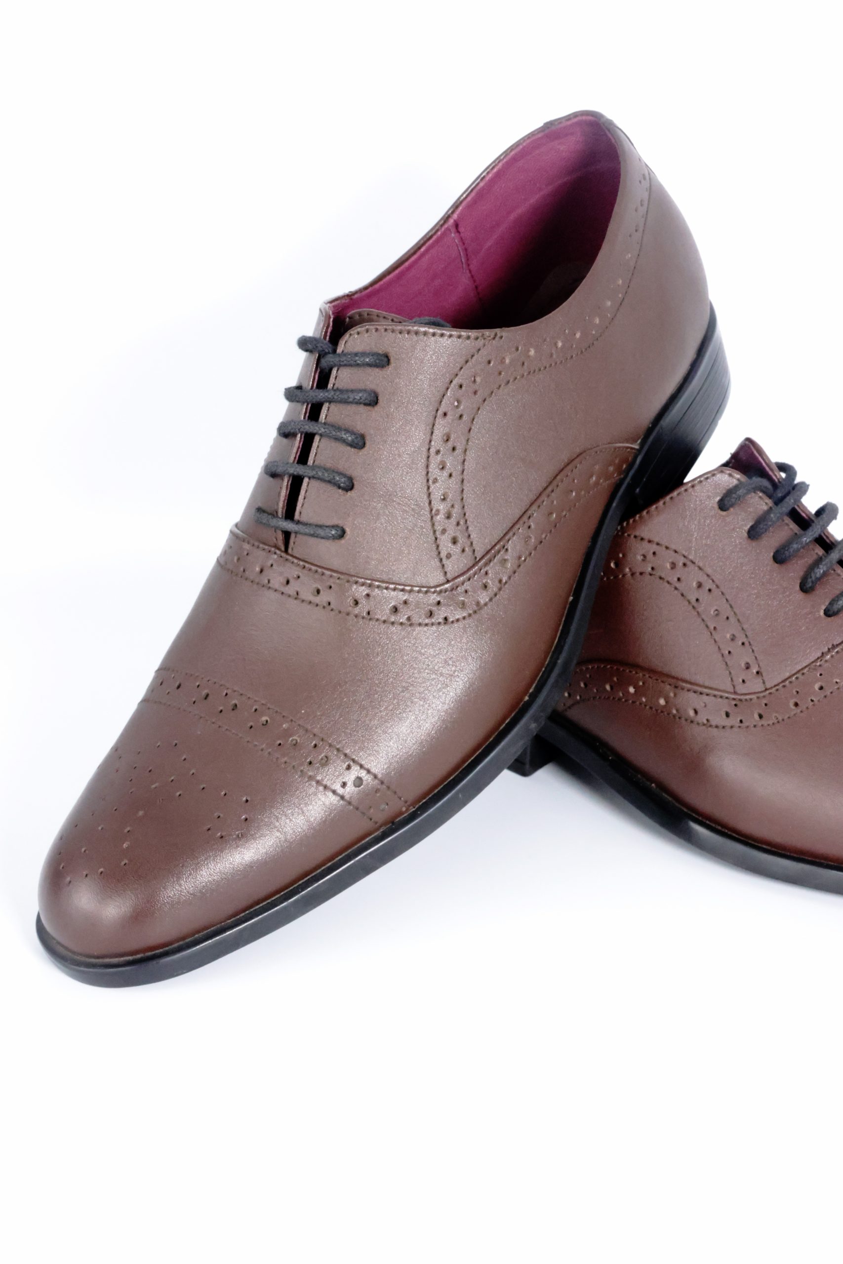 Zapatos de Cuero Café Brogue Lavalliere