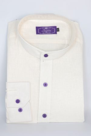Camisa Lino Tencel Crema Mao