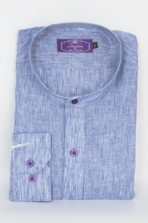 Camisa Azul Lino Tencel Mao