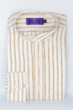 Camisa Lino Rayas Ocre
