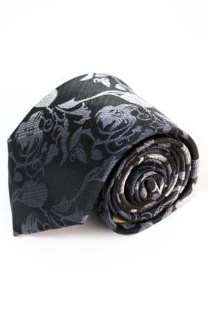 Corbata Paisley Negro Plata