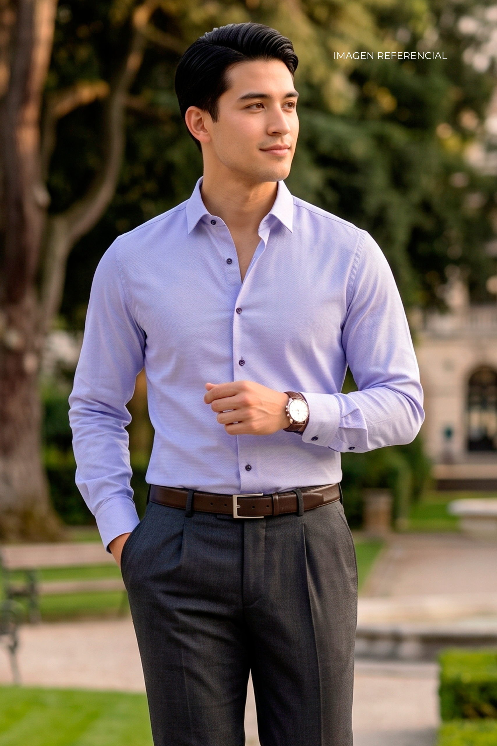 Camisa Lavanda Texturizada Lavalliere