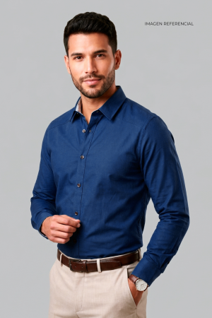 Camisa Azul Petróleo Lavalliere