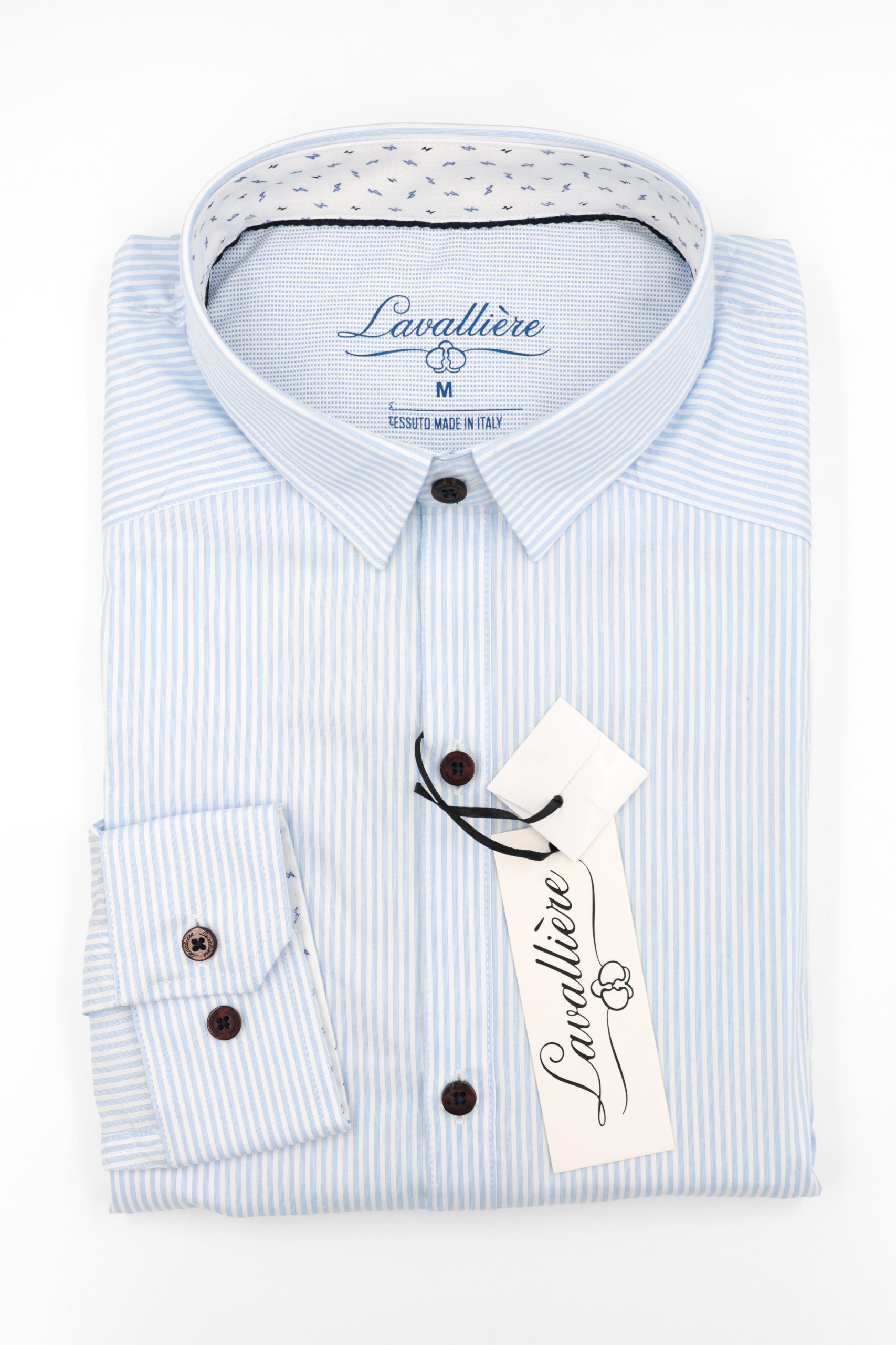 Camisa Rayas Celeste Claro Lavalliere