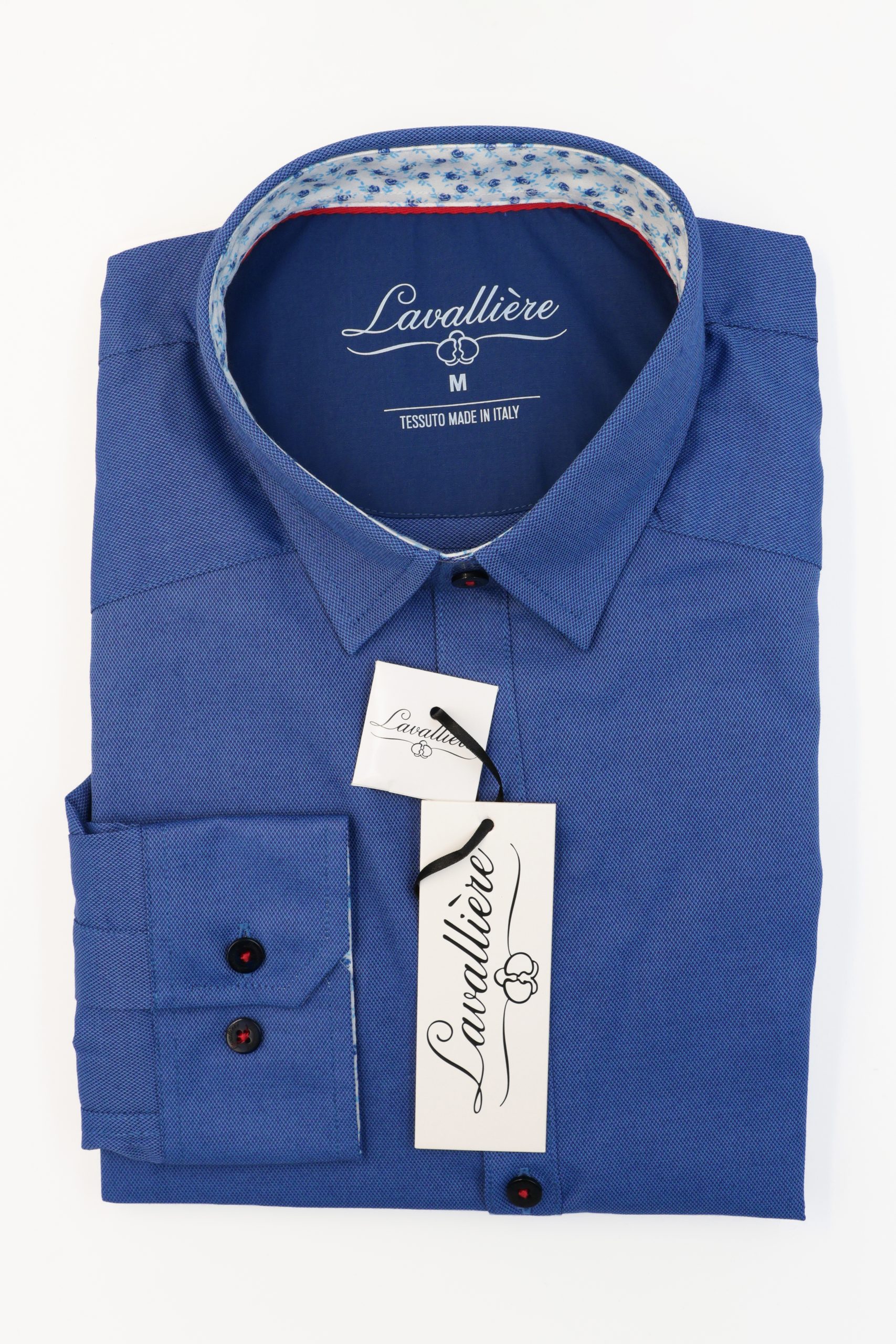 Camisa Azul Royal Texturizada Lavalliere - Imagen 3