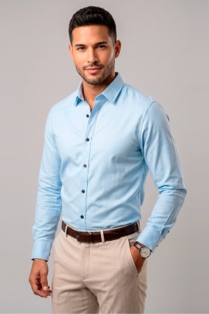 Camisa Celeste Pastel Lavalliere