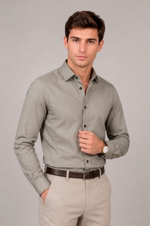 Camisa Gris Piedra Lavalliere